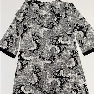 Black & White Floral Paisley Women's Dress